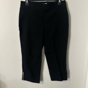 Liz Claiborne Black Capris with Gold Button Detail